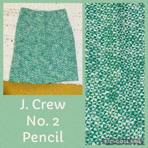 J. Crew No. 2 Textured Green Knee-Length Pencil Skirt